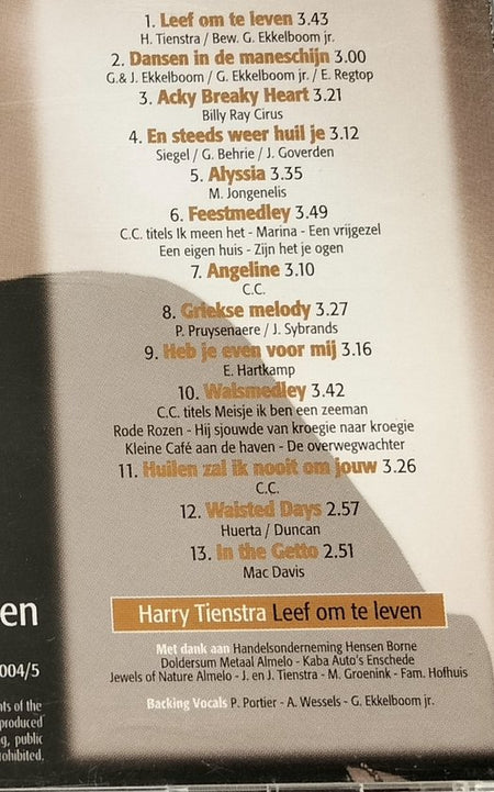 Harry Tienstra Leef om te Leven 2004  CD