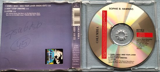 Sophie B. Hawkins – Damn I Wish I Was Your Lover (1992) Maxi-Single = als nieuw