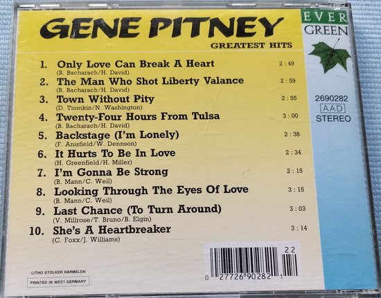 Gene Pitney – Greatest Hits (1991) CD