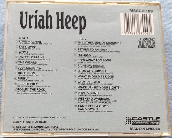 Uriah Heep – Milestones (1989) 2XCDBOX CD 's zijn als nieuw
