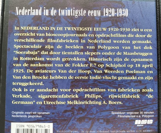 VHS Nederland in de twintigste eeuw ( 1900-2000) 10 Orginele VHS Tapes.