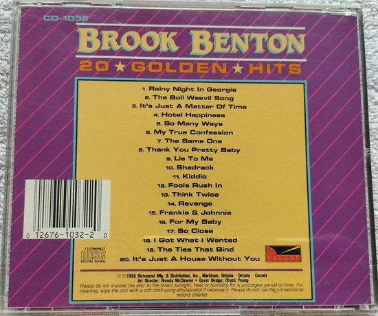 Brook Benton ‎– 20 Golden Hits (1986) CD