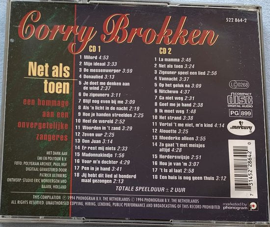 Corry Brokken – Net Als Toen: Een Hommage Aan Een Onvergetelijke Zangeres 1994  2XCD