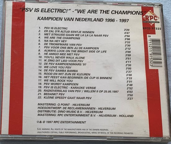 PSV is electric - We are the champions - Kampioen van nederland 1996-1997