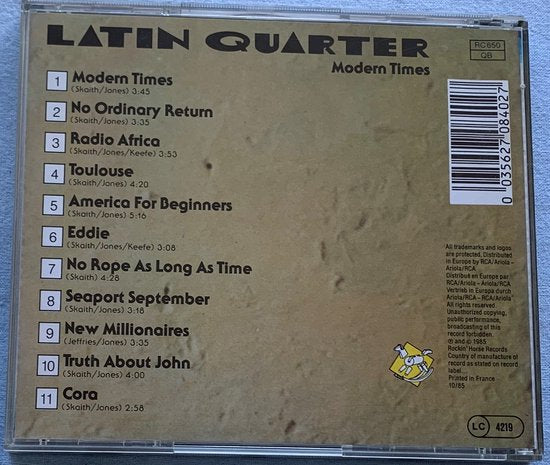 Latin Quarter - Modern Times (1985)  CD
