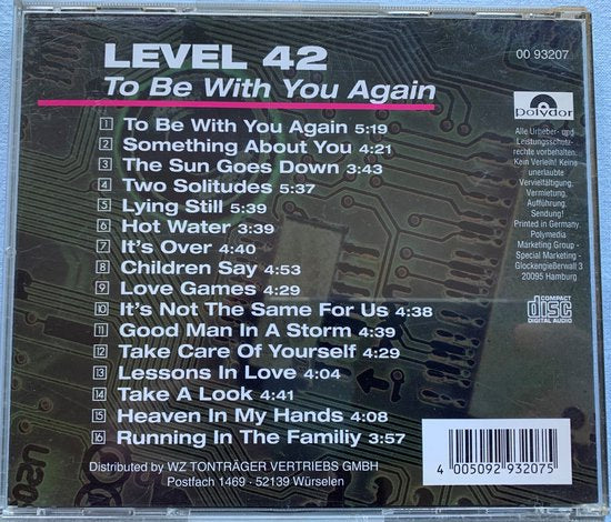 Level 42 – To Be With You Again  CD