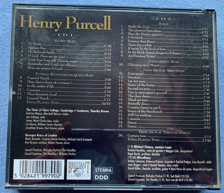 Henry Purcell - Michael Chance, The Choir Of Clare College, Cambridge , Miscellany CD 2006
