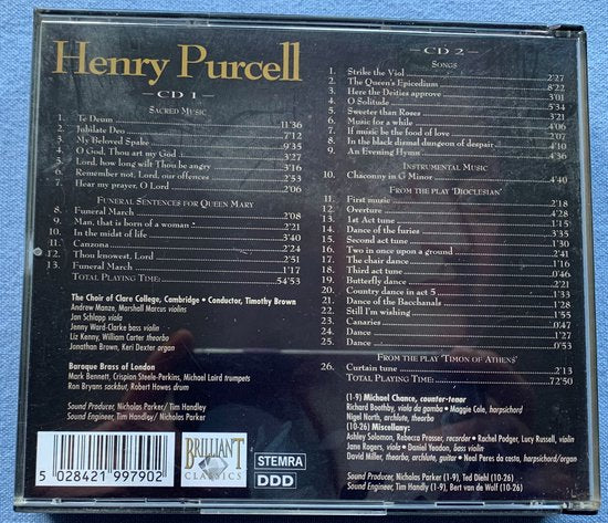 Henry Purcell - Michael Chance, The Choir Of Clare College, Cambridge , Miscellany CD 2006