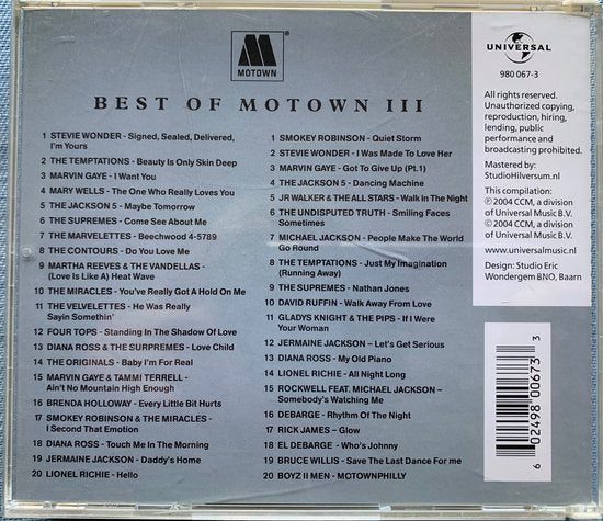 BEST OF MOTOWN III CDBOX 2XCD IN PERFECTE STAAT