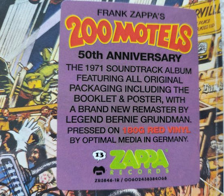 Frank Zappa ‎– 200 Motels (2021) 2XLP = SEALED. Red Vinyl.