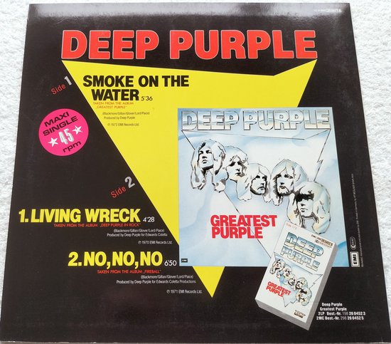 Deep Purple – Smoke On The Water(1985) Maxi-Single, LP=als nieuw