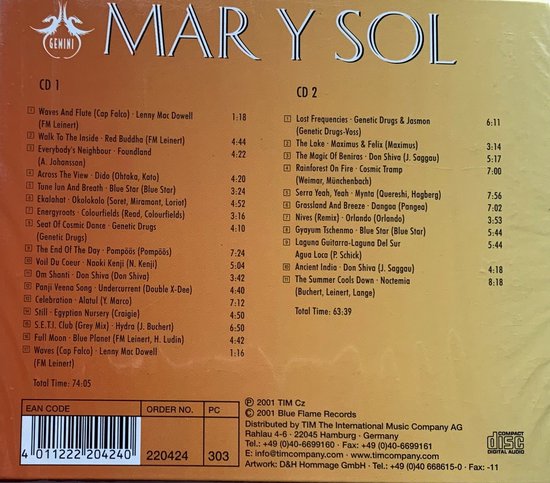 Mar Y Sol - Ibiza Chill Out Party 2001 2XCD Sealed