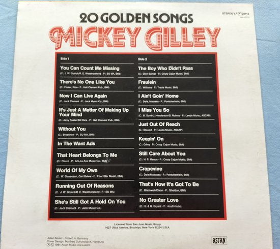 Mickey Gilley ‎– 20 Golden Songs (1984) LP = als nieuw
