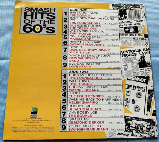 Smash Hits Of The 60's (1987) LP = als nieuw