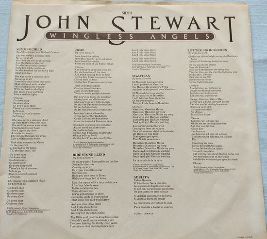 John Stewart – Wingless Angels (1975) LP