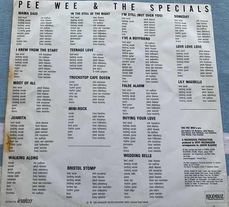 Pee Wee & The Specials LP 1980   LP is in Nieuwstaat