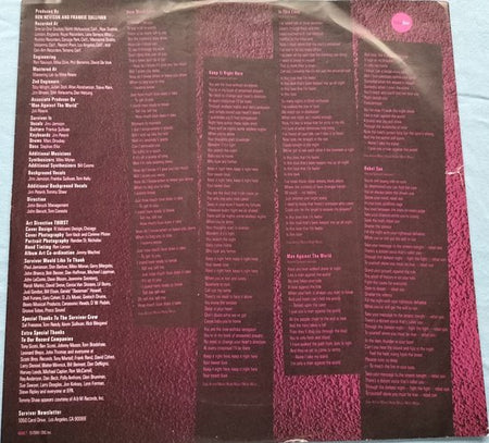 Survivor - When Seconds Count (1986) LP