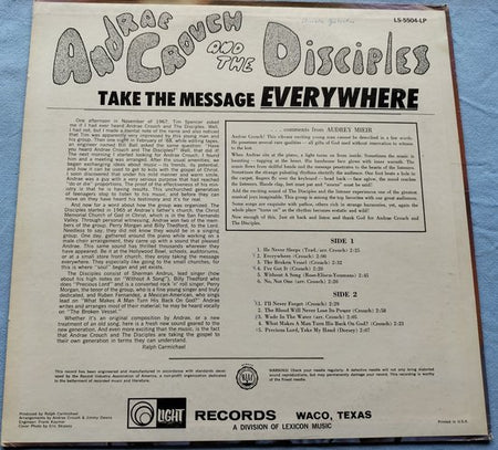 Andraé Crouch & The Disciples – Take The Message Everywhere (1968) LP