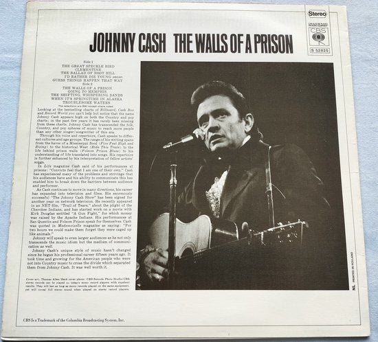 Johnny Cash ‎– The Walls Of A Prison 1970 LP = in Nieuwstaat