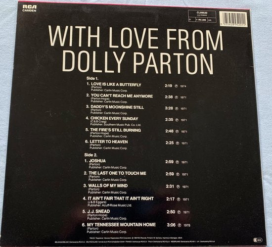 Dolly Parton – With Love From Dolly Parton 1985 LP is in Nieuwstaat