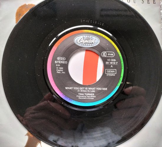 Tina Turner – What You Get Is What You See (1987) Vinyl, 7", 45 RPM, Single