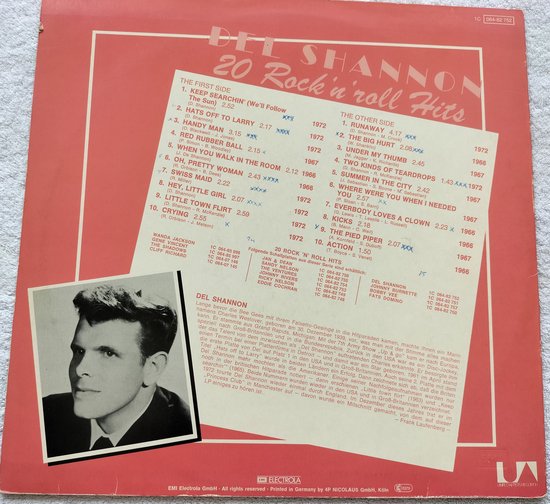 Del Shannon – 20 Rock 'N' Roll Hits (1979) LP = als nieuw