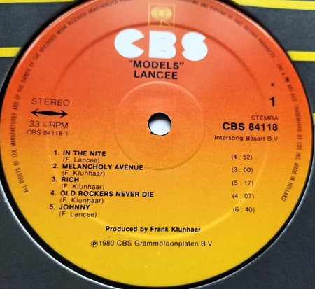 Lancee - Models (1980)LP = als nieuw Ned. Band