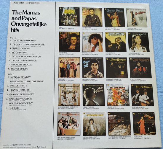 The Mamas & The Papas – Onvergetelijke Hits (1980) LP=als nieuw