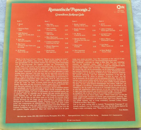 Romantische Popsongs 2 2XLP = als nieuw