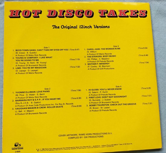Hot Disco Takes (The Original 12inch Versions) 2XLP