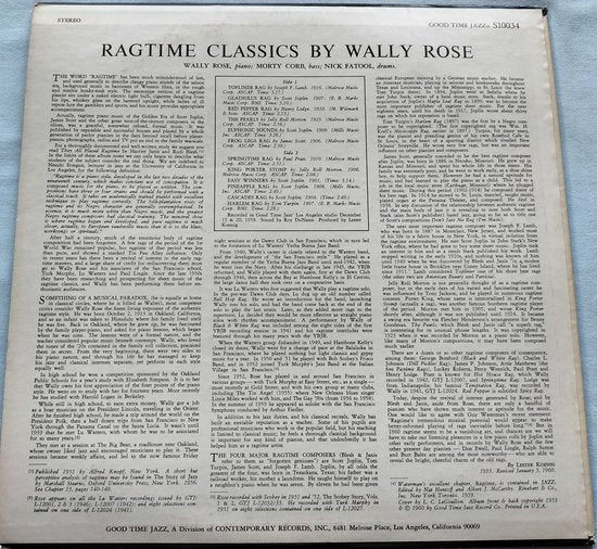 Wally Rose – Ragtime Classics(1960) LP= als nieuw