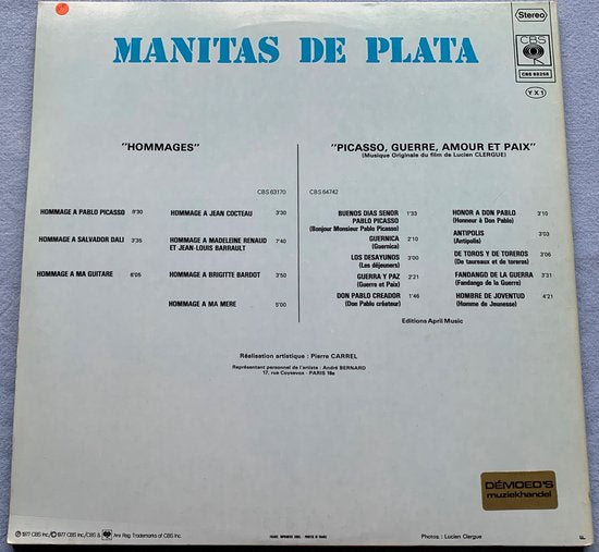 Manitas De Plata ‎– Picasso, Guerre, Amour Et Paix + Hommages 1976 LP is in Nieuwstaat.