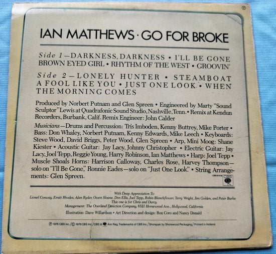 Ian Matthews  ‎– Go For Broke (1976) LP = als nieuw