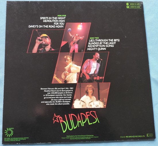 Manfred Mann's Earth Band - Budapest  ( Live) (1983) LP