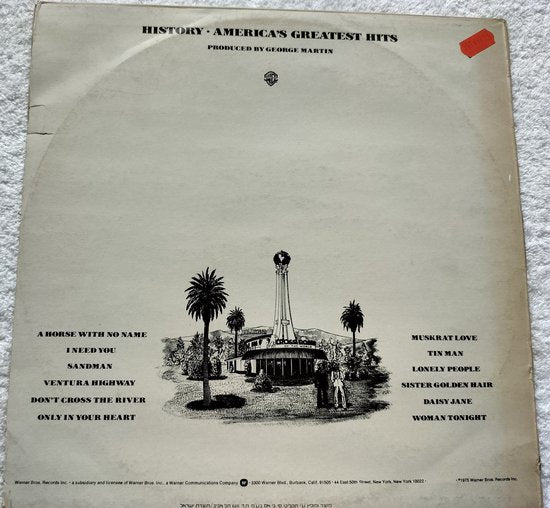 America ‎– History - America's Greatest Hits (1975) LP