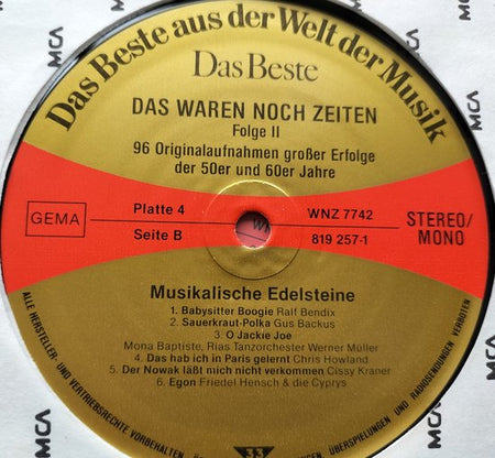 Das Waren Noch Zeiten 96 Originalaufnahmen Großer Erfolge Der 50er Und 60er Jahre) 8XLP= als nieuw