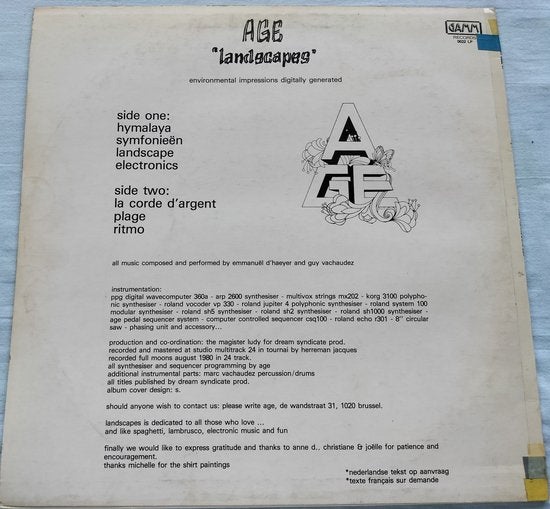 Age - Landscapes (1980) LP