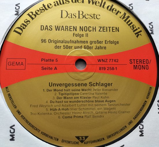 Das Waren Noch Zeiten 96 Originalaufnahmen Großer Erfolge Der 50er Und 60er Jahre) 8XLP= als nieuw