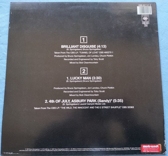 Bruce Springsteen ‎– Brilliant Disguise (1987) LP, 12", 45 RPM, Maxi-Single, Stereo = als nieuw