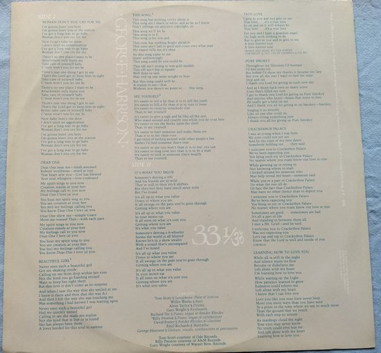 George Harrison - Thirty Three & 1/3 (1976) LP