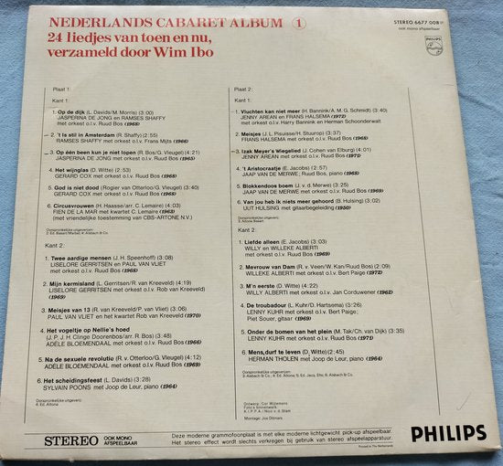 Nederlands Cabaret Album 1. 24 Liedjes Van Toen En Nu,(1973) 2XLP
