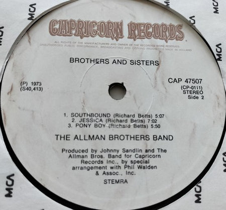 The Allman Brothers Band – Brothers And Sisters (1973) LP