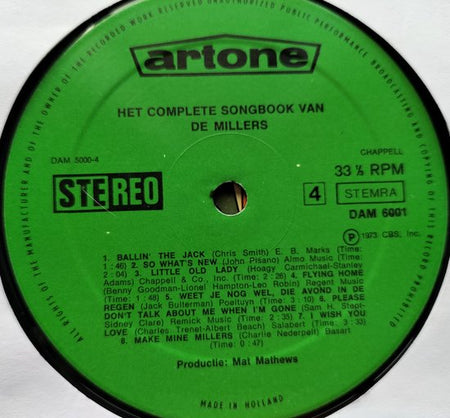 De Millers ‎– Het Complete Songbook Van De Millers (1973) 2XLP = als nieuw