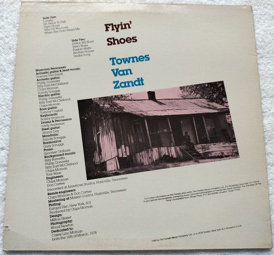 Townes Van Zandt - Flyin' Shoes (1978) LP = als nieuw