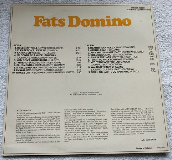 Fats Domino – Fats Domino (LIVE) (1979) LP=als nieuw