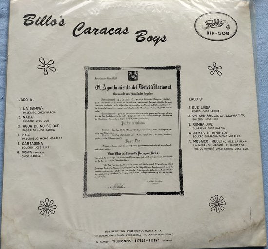 Billo's Caracas Boys ‎– En Santo Domingo (1964) LP = als nieuw
