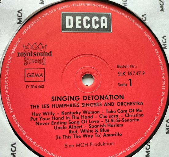 The Les Humphries Singers And Orchestra – Singing Detonation (1972) LP = als nieuw