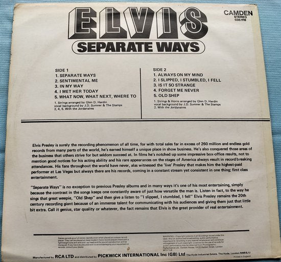Elvis – Separate Ways (1973) LP =als nieuw