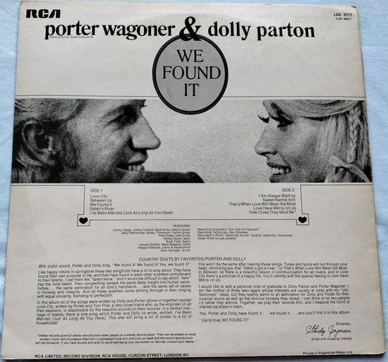 Porter Wagoner & Dolly Parton - We Found It (1973) LP