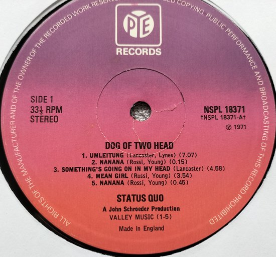 Status Quo - Dog of Two Head (1971) LP = als nieuw